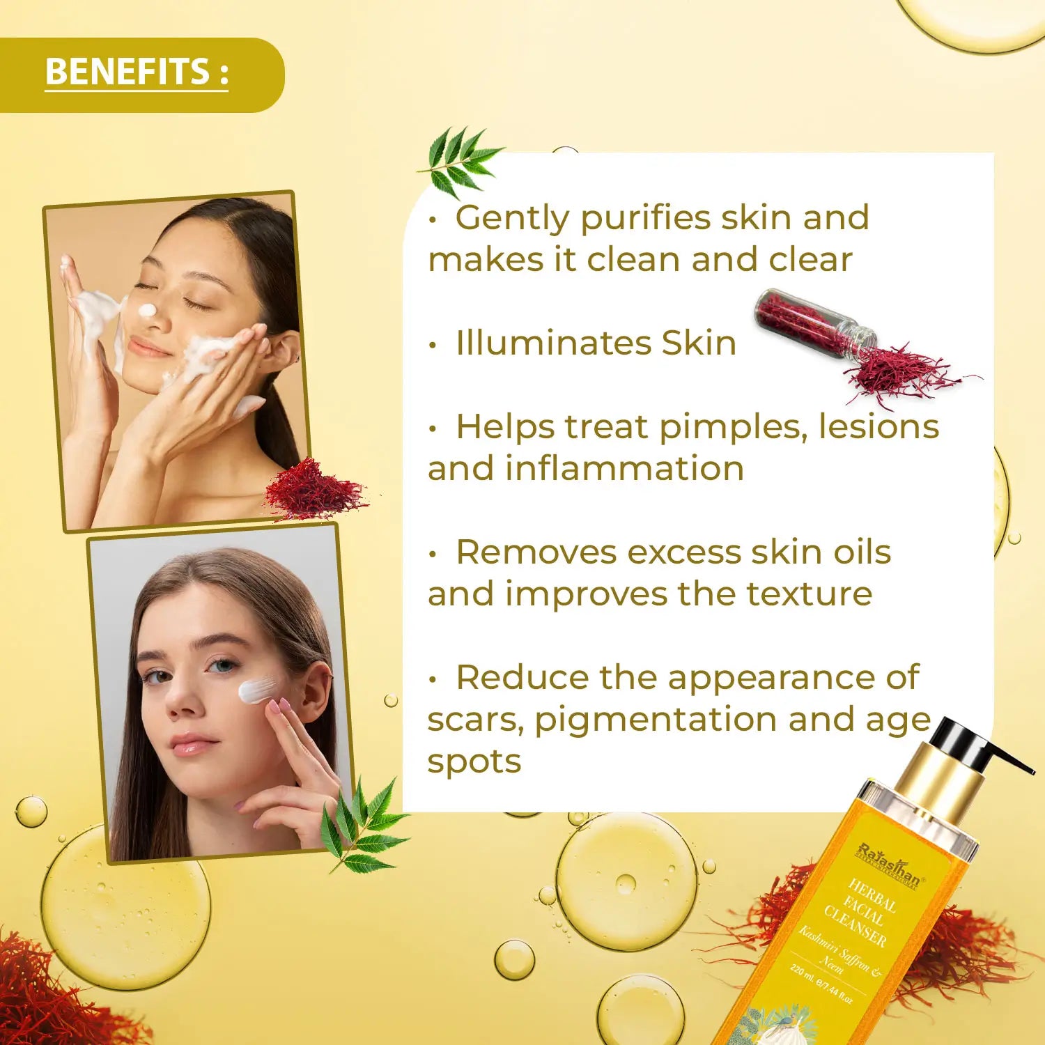 Kashmiri Saffron and Neem Herbal Facial Cleanser