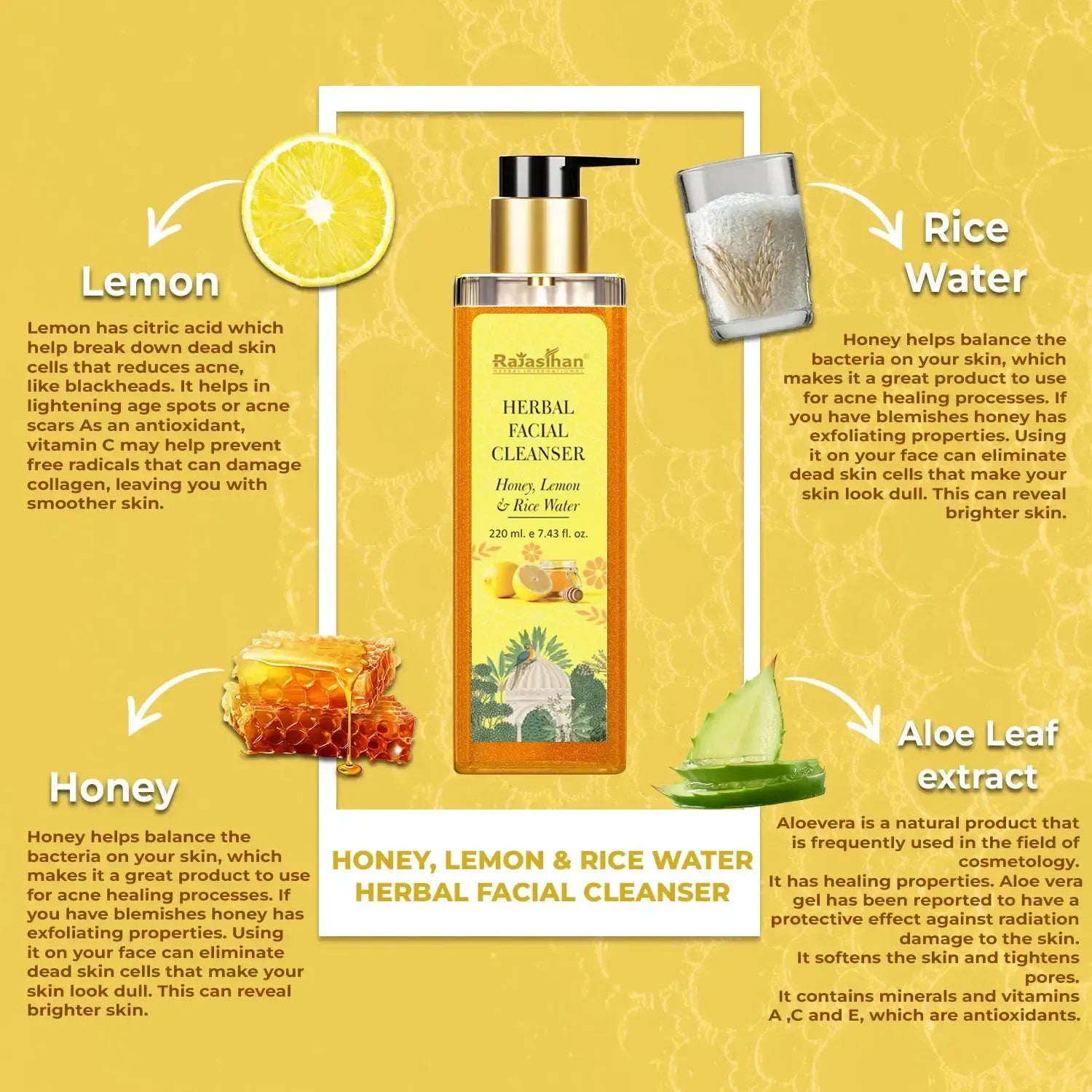 Honey Lemon Rice Water Herbal Facial Cleanser
