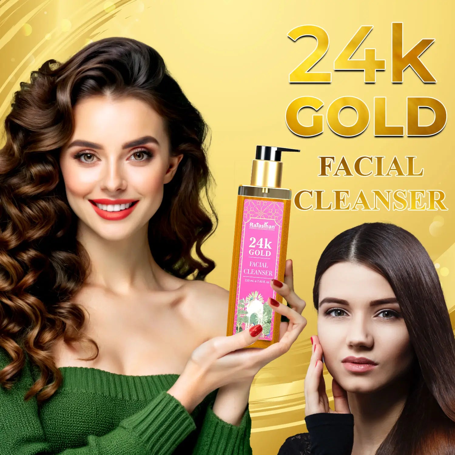 24K gold facial cleanser for acne-free glowing skin